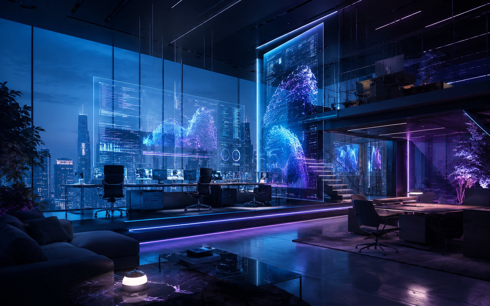 Luxury high-tech software studio command center